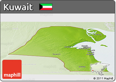 Physical Panoramic Map of Kuwait, lighten
