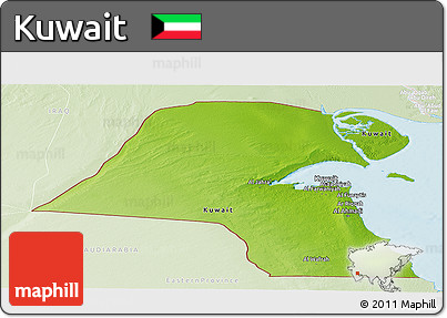 Physical Panoramic Map of Kuwait, lighten, land only