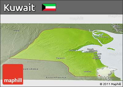 Physical Panoramic Map of Kuwait, semi-desaturated