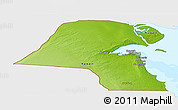 Physical Panoramic Map of Kuwait, single color outside, bathymetry sea