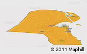 Political Panoramic Map of Kuwait, cropped outside