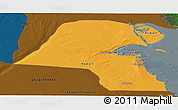Political Panoramic Map of Kuwait, darken