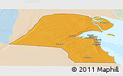 Political Panoramic Map of Kuwait, lighten, land only