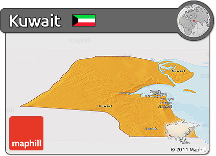 Political Panoramic Map of Kuwait, single color outside