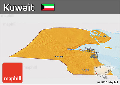 Political Panoramic Map of Kuwait, single color outside