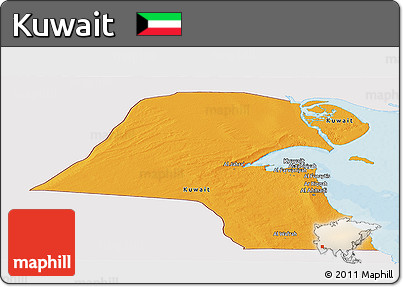 Political Panoramic Map of Kuwait, single color outside