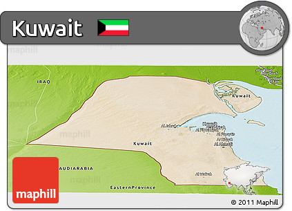 Satellite Panoramic Map of Kuwait, physical outside
