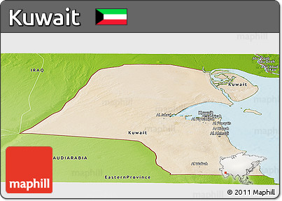 Satellite Panoramic Map of Kuwait, physical outside