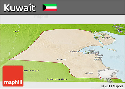 Satellite Panoramic Map of Kuwait, physical outside