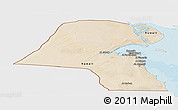 Satellite Panoramic Map of Kuwait, single color outside, bathymetry sea, shaded relief sea