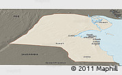 Shaded Relief Panoramic Map of Kuwait, darken, land only