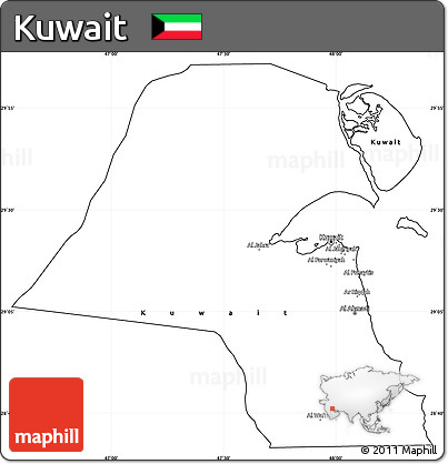 Blank Simple Map of Kuwait, cropped outside