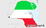 Flag Simple Map of Kuwait, single color outside, borders and labels, flag centered