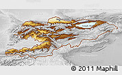 Physical 3D Map of Kyrgyzstan, lighten, desaturated