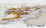 Physical 3D Map of Kyrgyzstan, lighten, semi-desaturated
