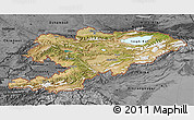 Satellite 3D Map of Kyrgyzstan, darken, desaturated