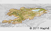 Satellite 3D Map of Kyrgyzstan, lighten, desaturated