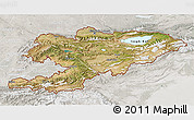 Satellite 3D Map of Kyrgyzstan, lighten, semi-desaturated