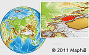 Physical Location Map of Issyk-Kul, within the entire country