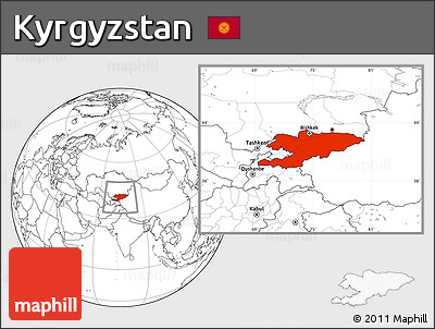 Blank Location Map of Kyrgyzstan