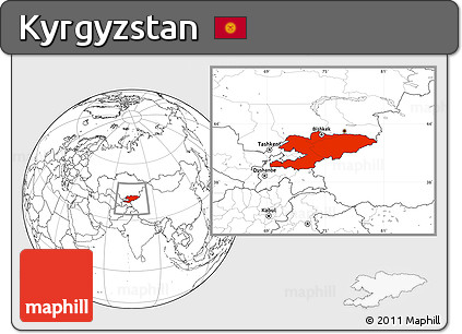 Blank Location Map of Kyrgyzstan