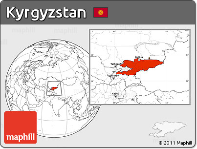 Blank Location Map of Kyrgyzstan