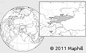Gray Location Map of Kyrgyzstan, blank outside