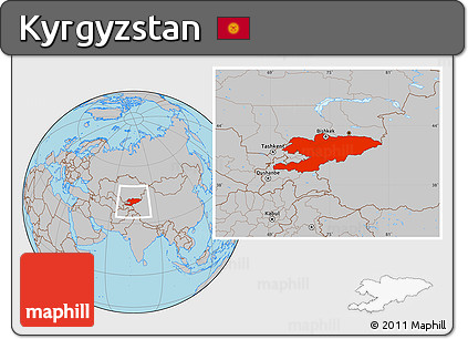 Gray Location Map of Kyrgyzstan