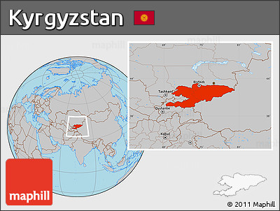 Gray Location Map of Kyrgyzstan