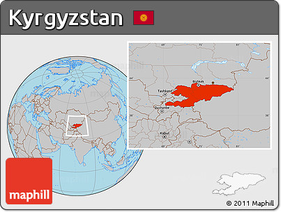 Gray Location Map of Kyrgyzstan