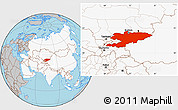 Gray Location Map of Kyrgyzstan, highlighted continent
