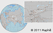 Gray Location Map of Kyrgyzstan, hill shading outside
