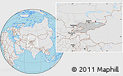 Gray Location Map of Kyrgyzstan, lighten, desaturated, land only