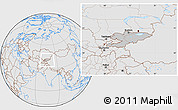 Gray Location Map of Kyrgyzstan, lighten, desaturated
