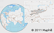 Gray Location Map of Kyrgyzstan, lighten, land only