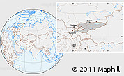 Gray Location Map of Kyrgyzstan, lighten