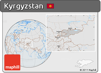 Gray Location Map of Kyrgyzstan, lighten, semi-desaturated
