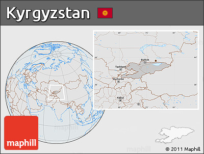 Gray Location Map of Kyrgyzstan, lighten, semi-desaturated