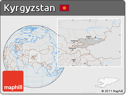 Gray Location Map of Kyrgyzstan, lighten, semi-desaturated