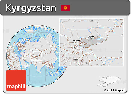 Gray Location Map of Kyrgyzstan, lighten, semi-desaturated, land only