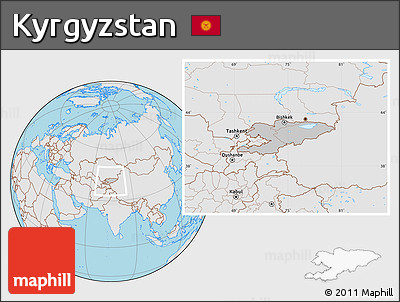 Gray Location Map of Kyrgyzstan, lighten, semi-desaturated, land only