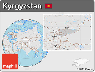 Gray Location Map of Kyrgyzstan, lighten, semi-desaturated, land only