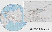 Gray Location Map of Kyrgyzstan, lighten, semi-desaturated, land only, hill shading