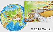Gray Location Map of Kyrgyzstan, physical outside, hill shading
