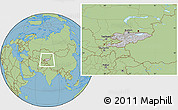 Gray Location Map of Kyrgyzstan, savanna style outside, hill shading inside