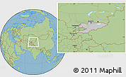 Gray Location Map of Kyrgyzstan, savanna style outside