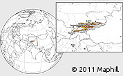 Physical Location Map of Kyrgyzstan, blank outside