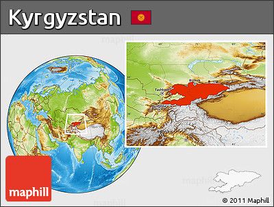 Physical Location Map of Kyrgyzstan