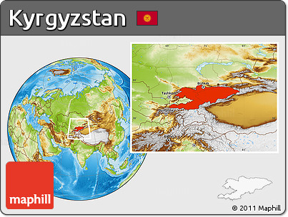 Physical Location Map of Kyrgyzstan