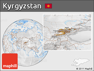 Physical Location Map of Kyrgyzstan, lighten, desaturated